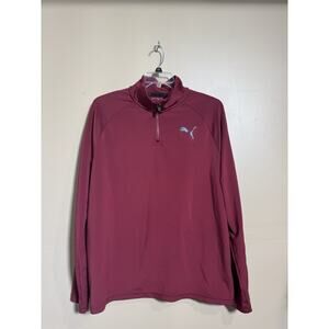 Puma Men's Size XL Solid Bloody Red Stretch 1/4 Zip Walking Sweatshirt